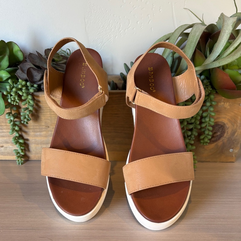 Bamboo Wedge Sandals w/Strap (velcro)